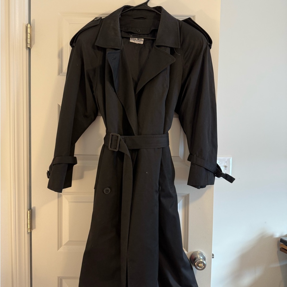 John Weitz Plus Size Classic Black Trench Coat
